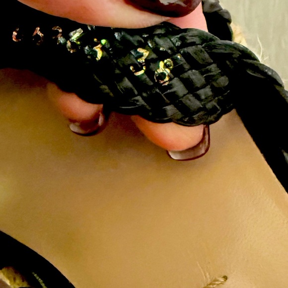 STUART WEITZMAN 38 WOMENS BLACK ROPED SLIP ON SUMMER VACATION SUNDRESS SANDALS - Picture 2 of 10